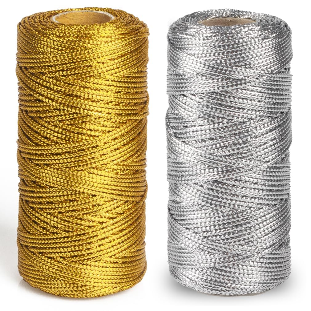 Sponsored Ad – NALACAL Metallic Cord Ribbon, 2 Rolls Tinsel String Rope, for Ornament Hanging, Decorating, DIY Crafts & Gift Wrapping, 1.5mm, Made from Polyester (Gold & Silver)(One Hundred Meters Per Roll)