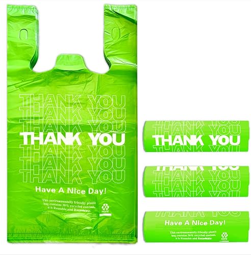 Miniatura 16 de YoYoRain Bolsas blancas de agradecimiento, 100 bolsas para camisetas, bolsas para llevar, bolsas de comestibles, reutilizables y desechables, rojo