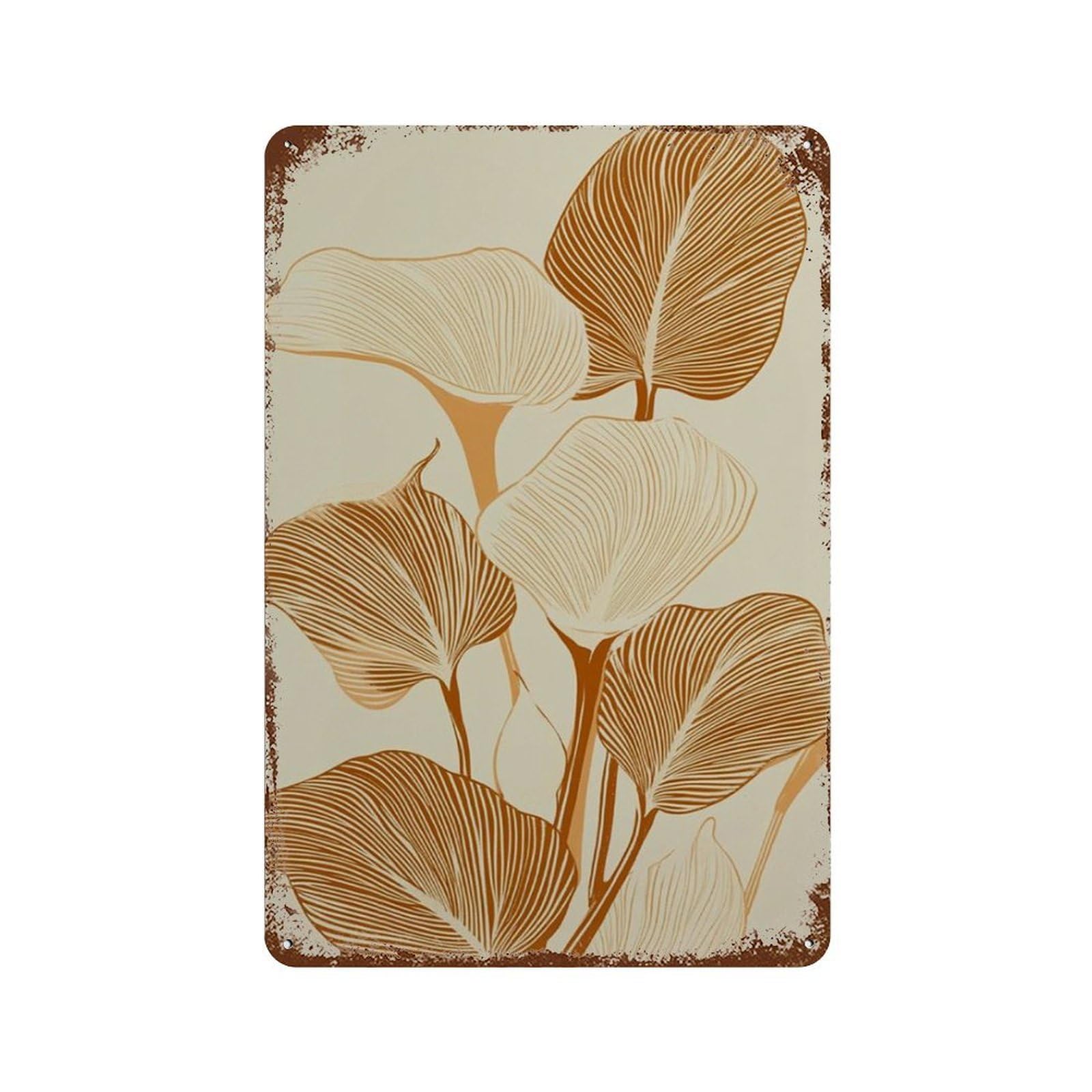 xiaoxiaoshen Botanical Leaf Minimal Line Modern Neutral Plant Wall Decor Art Metal Tin Poster Modern Home Decor Art Home Bar Shop Decorations Vintage Sign 30x20cm