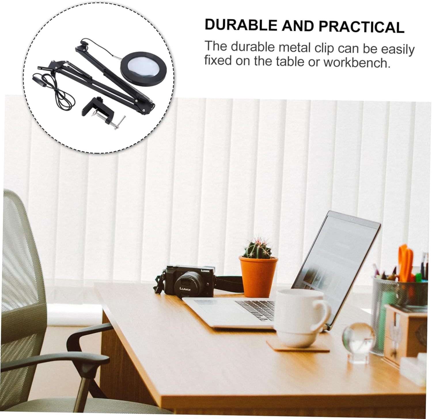 jojofuny Retractable Led Desk Lamp Magnifying Glass Black Clamp Colors Modern Lamp for Home Office