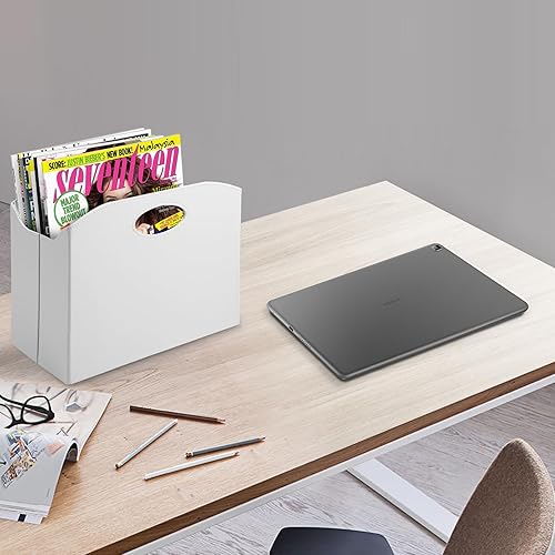 Miniatura 6 de Estante plegable de piel sintética para revistas, con asa, para guardar libros de periódicos, organizador de carpetas de archivos para el hogar u
