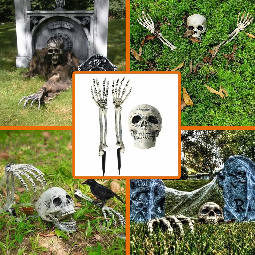 Dekoracja na Halloween Horror Szkielet Czaszka Realistyczna dekoracja Straszny szkielet do ogrodu Trawnik podwórzowy Dekoracje imprezowe
