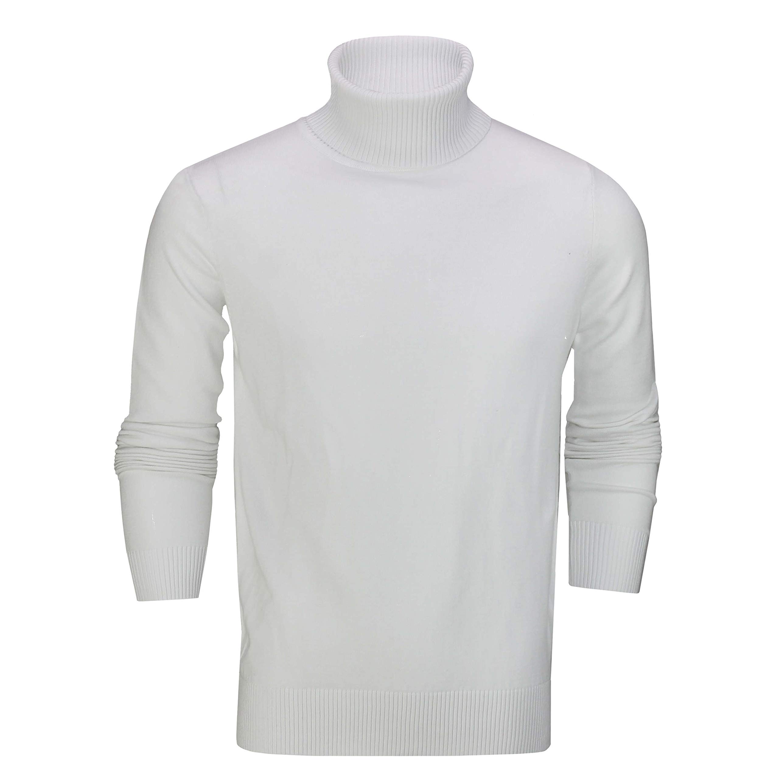 Xposed Mens Roll Neck Jumper Soft Cotton Fine Knitted High Turtle Polo Pullover Top[JUMPER-G1808,2XL,White]