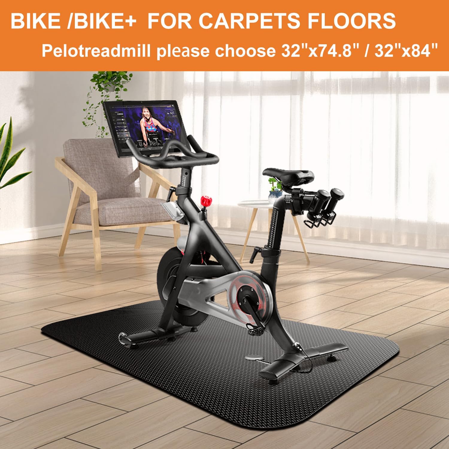 Tappetino per tapis roulant, tappetino per bicicletta, tappetino per cyclette, tappetino pieghevole per tapis roulant per pavimenti in legno e moquette. Per cyclette, attrezzature per esercizi indoor