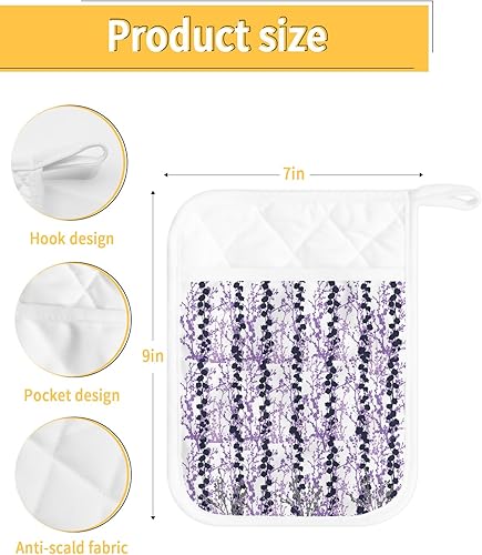 Miniatura 10 de Christmas 5Pcs Pot Holders for Kitchen,Non Slip & Heat Insulation Terry Cloth Potholder Set with Pocket,Thick Hot Pad Oven Mitts Trivet Coaster for