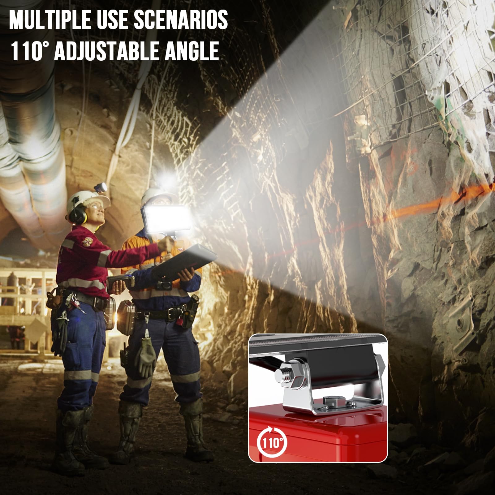 Luz Compatible con Milwaukee 18V,Lámpara de Trabajo Led Sin Cuerda 38W 6000Lm Linterna Recargable con Protección de Baja Tensión Y USB,Liderar El Camino Focos Alimentados por Baterías