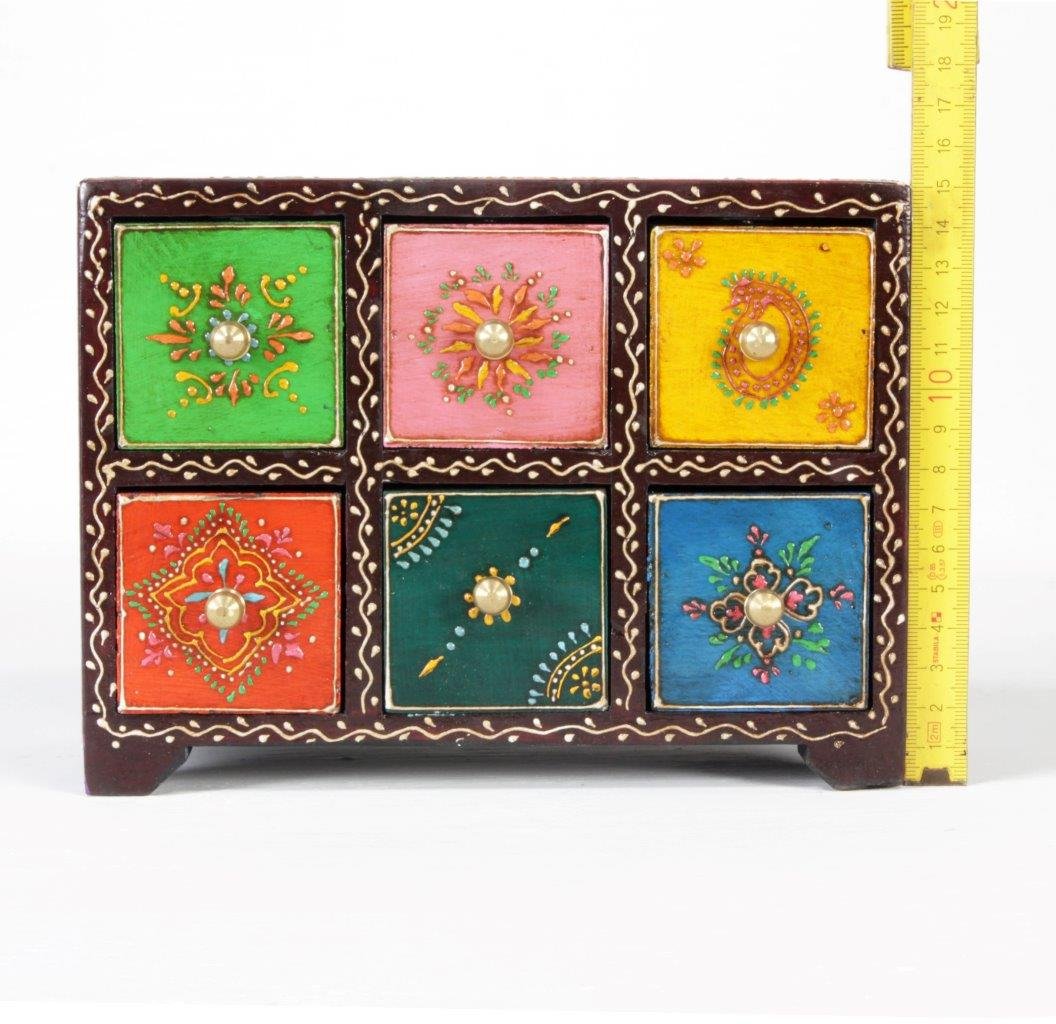 Home and Bazaar Traditional Handpainted 6 Drawer Chest. 8x4.5x6 Inch 4