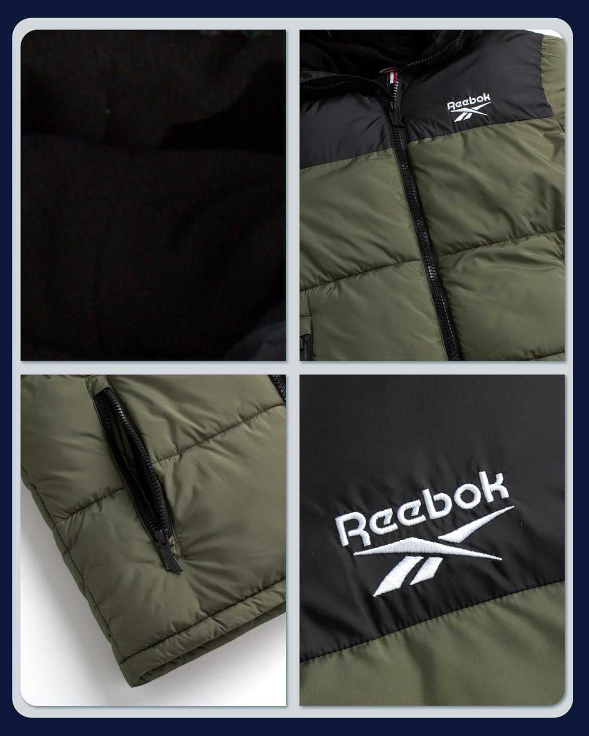 Reebok Mens Winter Jacket - Warm Heavyweight Mens Winter Coat - Wind Water Resistant Insulated Quilted Puffer Jackets for Men - Image 3