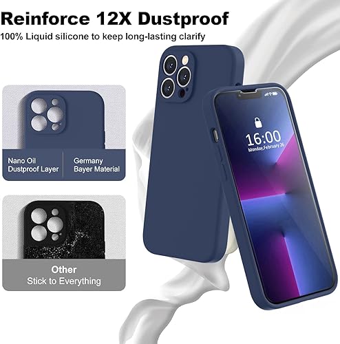 Miniatura 831 de BossKiss Funda compatible con iPhone 14 Pro, silicona mejorada [protección de cámara] [2 protectores de pantalla 9H], forro interior de microfibra