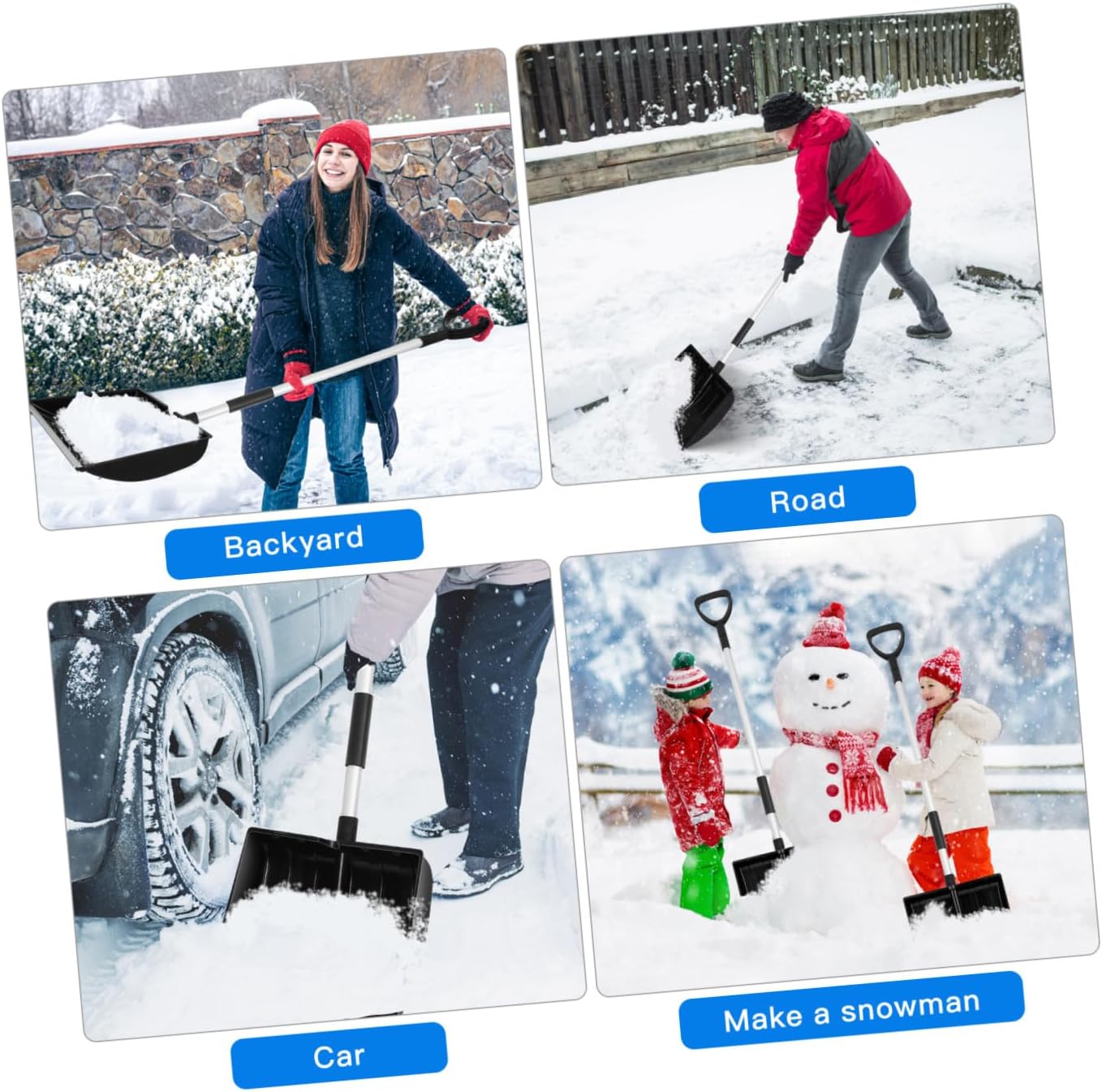 Ciieeo Snow Shovel for Driveway: 56" Snow Shovel with D-Shaped Handle Thickened Blade for Garden Car Camping - Large Capacity Aluminum Sand Mud Removal Tool - Reduce Back Strain