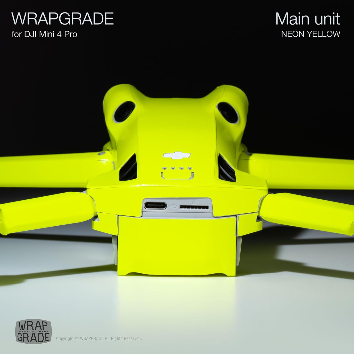 WRAPGRADE Skin Stickers Compatible with DJI Mini 4 Pro | Full Wrap (Neon Yellow)
