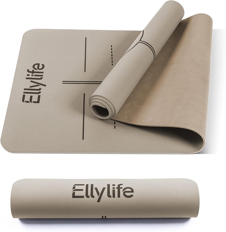 Tapis de Yoga Antidérapant en Caoutchouc Naturel & TPE, Extra Long, Large et Épais 190×68 cm, 6/8 mm, Idéal pour Yoga, Pilates, Fitness et Sport à la Maison, avec Sangle