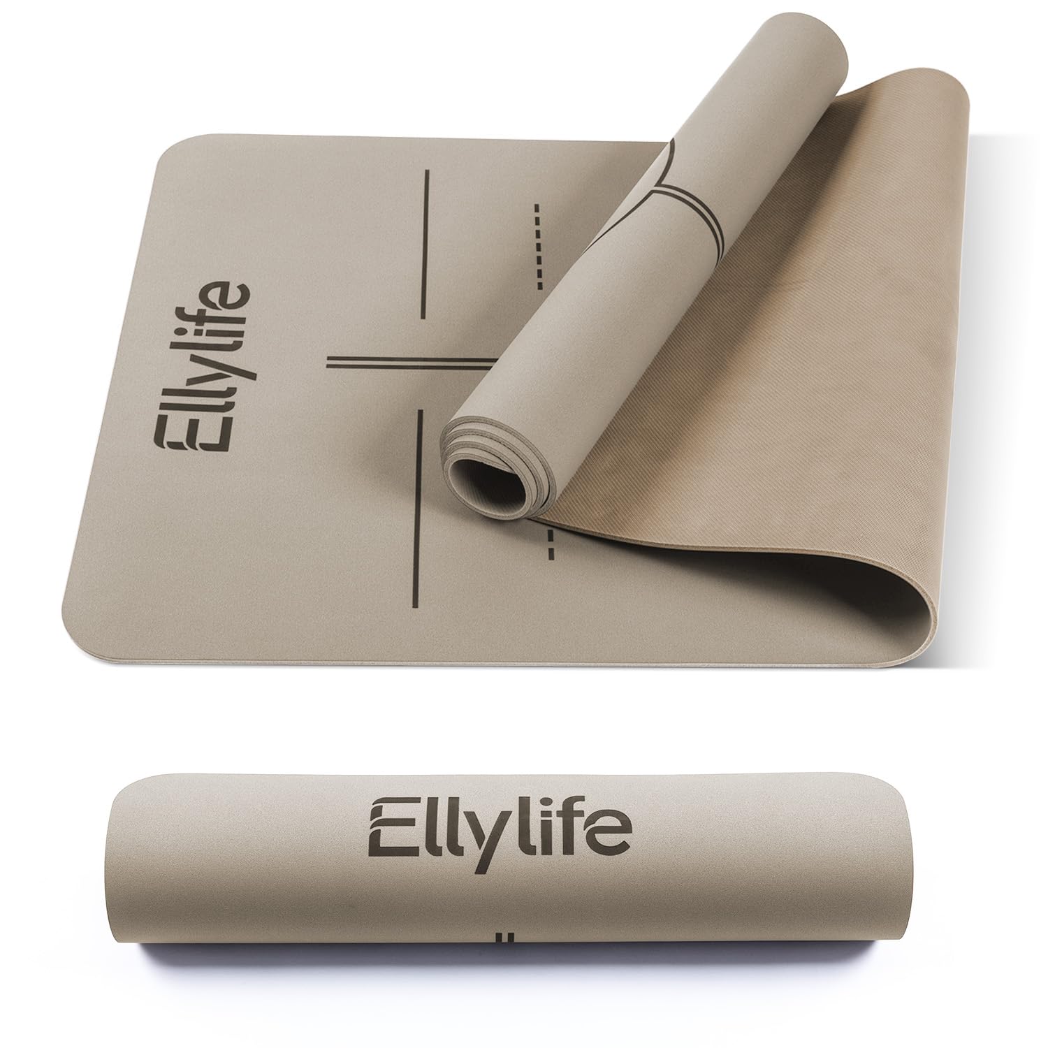 Ellylife Tappetino da Yoga Mat Antiscivolo e Assorbente in Eco PU e Gomma Naturale, 5 mm, con tracolla, per Fitness, Pilates e Workout in Home Gym, 183×61 cm e 190×68 cm
