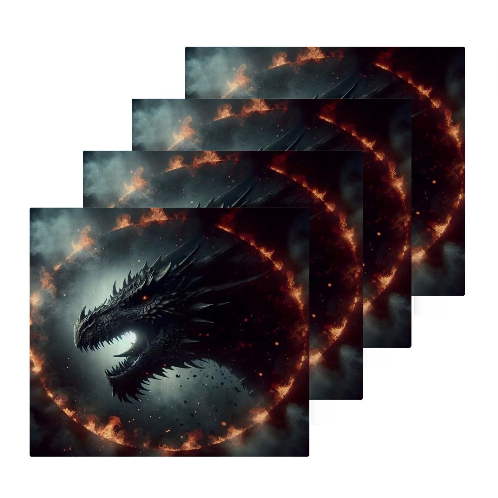 YANENDIE Dragon Dungeon Fire Washcloths Towels, Highly Absorbent and Soft Cotton Face Cloths, 4 Pack Quick Dry Wash Cloths - 12 X 12 Inches