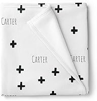 Vista 1 de Manta de bebé personalizada moderna con estampado de cruz en blanco y negro, Blanco