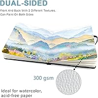 Vista 4 de E-WEICHEN 5x5 Cuadernos de acuarela de tela portátiles hechos a mano con tapa dura de tela cosida para viajes Papel para acuarela de 140LB/300gsm 20