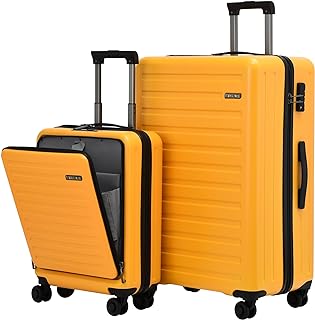 2pcs 20/28" Luggage Set Lightweight HardShell, Only 20 Inch Carry On 21.65 * 15.35 * 7.87" Cabin Suitcase with Front Pocket, 28 Inch 19.68 * 11.81 * 29.92" Checked Luggage, Orange