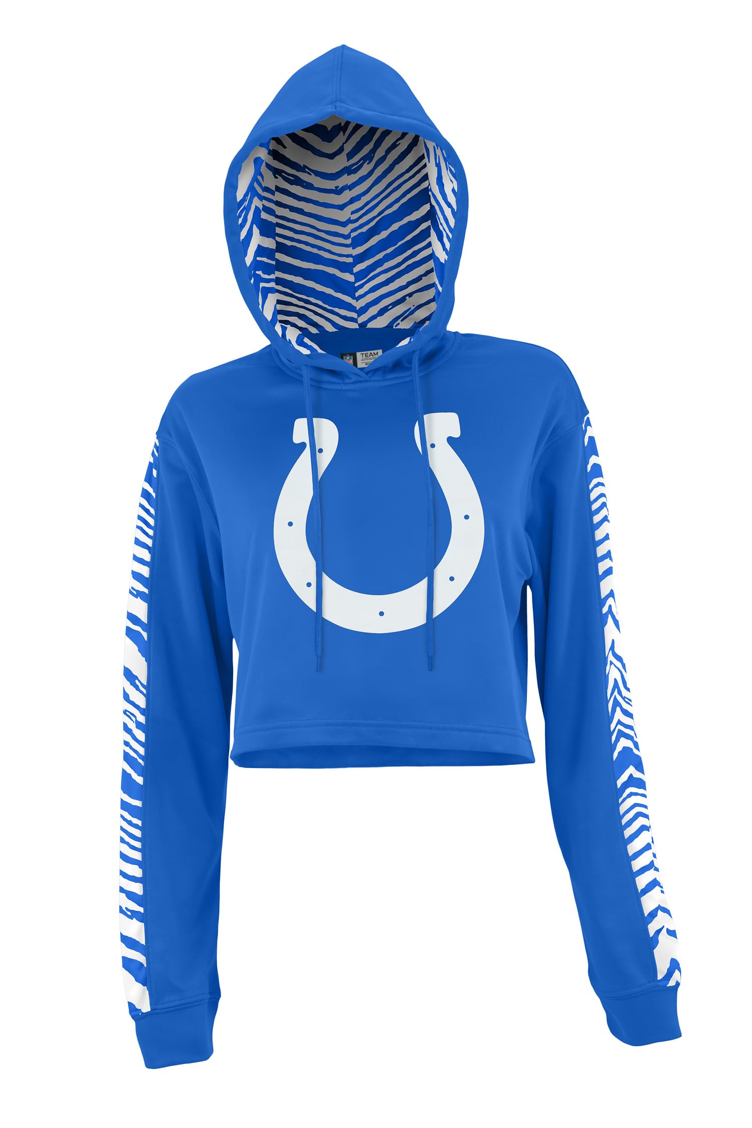 Zubaz NFL Women's Team Graphic Crop Top Hoodie with Hood Liner (X-Small - 3X-Large)