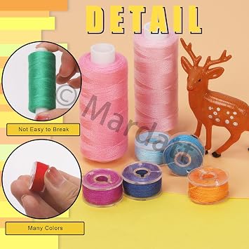 Mardatt 72Pcs Bobbin Sewing Thread Kit, 500 Yards Per Polyester Thread, 36 Colors with Case