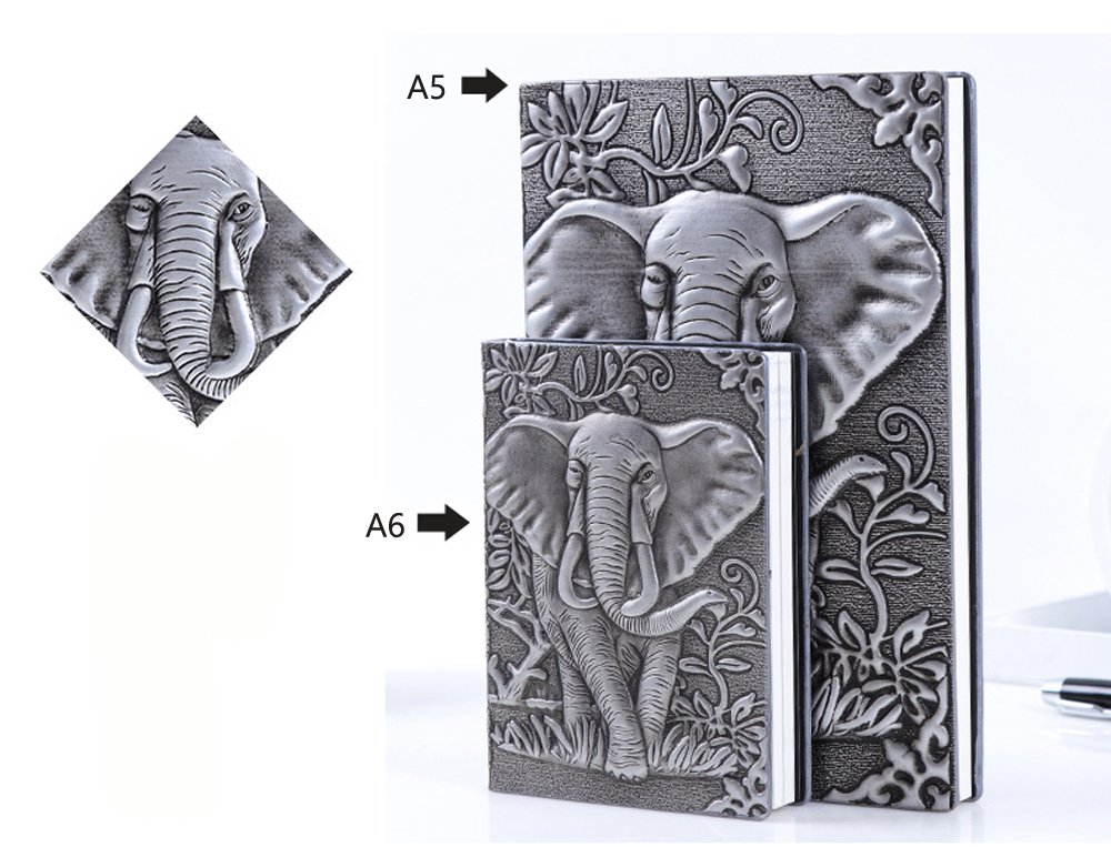 El cuaderno, Diario de escritura tapa dura con relieve elefante vívido cuero vintage A5, diario viaje, regla universitaria for libros gratis