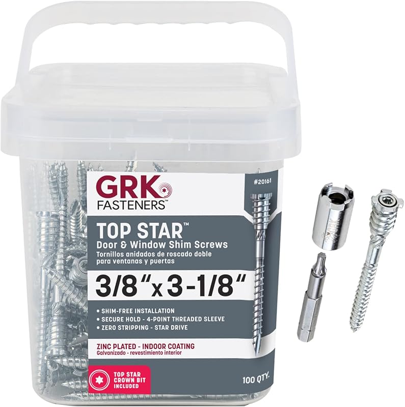 Fasteners Top Star™ 3/8" x 3-1/8″ Adjustable Shim Screws, Zinc, 100 PCS