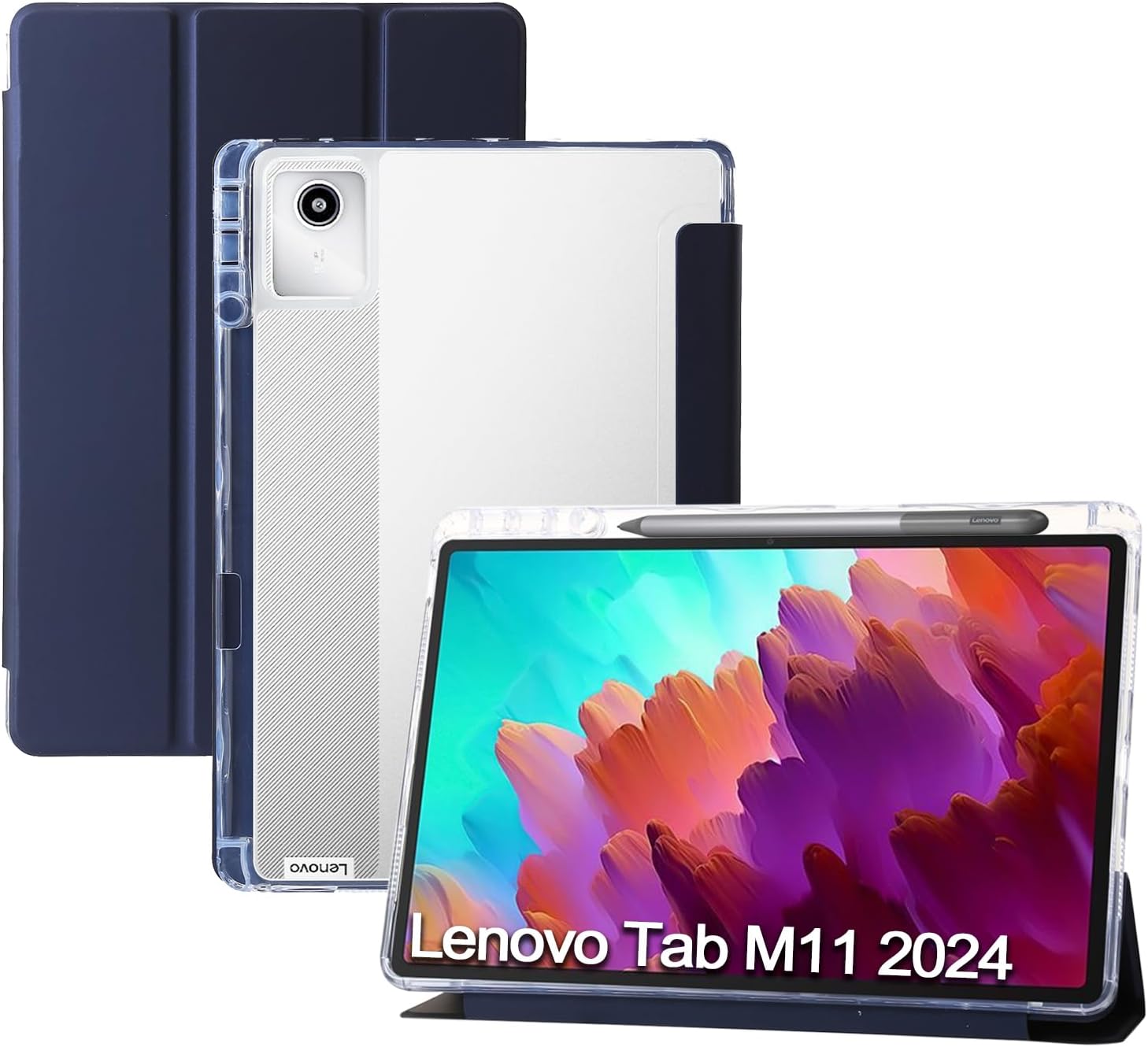 idudao Case for Lenovo Tab M11, Slim Light Folio Stand Hard Shell Cover