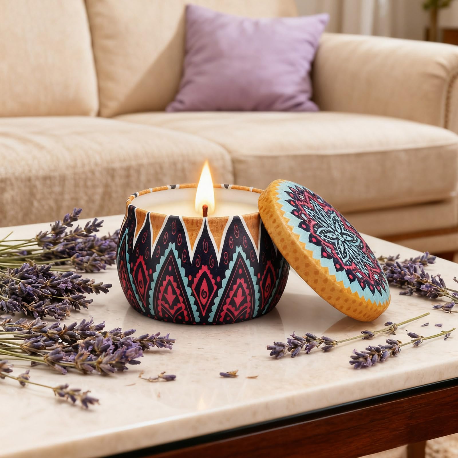Yinuo Mirror Candele Profumate Regalo,Regalo Donna,Set Candele Profumate 4 * 160g Cera di Soia Naturale 100%, per Compleanno Natale San Valentino Festa della Mamma
