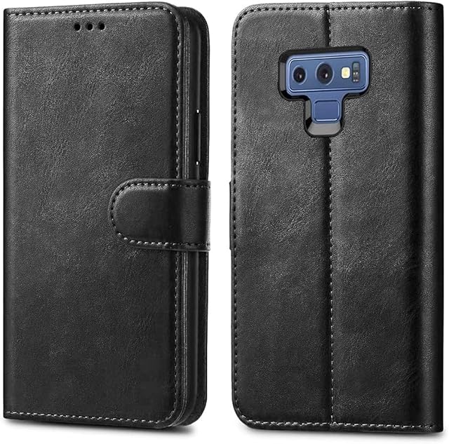 Samsung Galaxy Note 9 Cases - Premium Wallet Leather Flip Case Cover For Samsung Galaxy Note 9 [Card Holder] [Magnetic Closure] (Black)