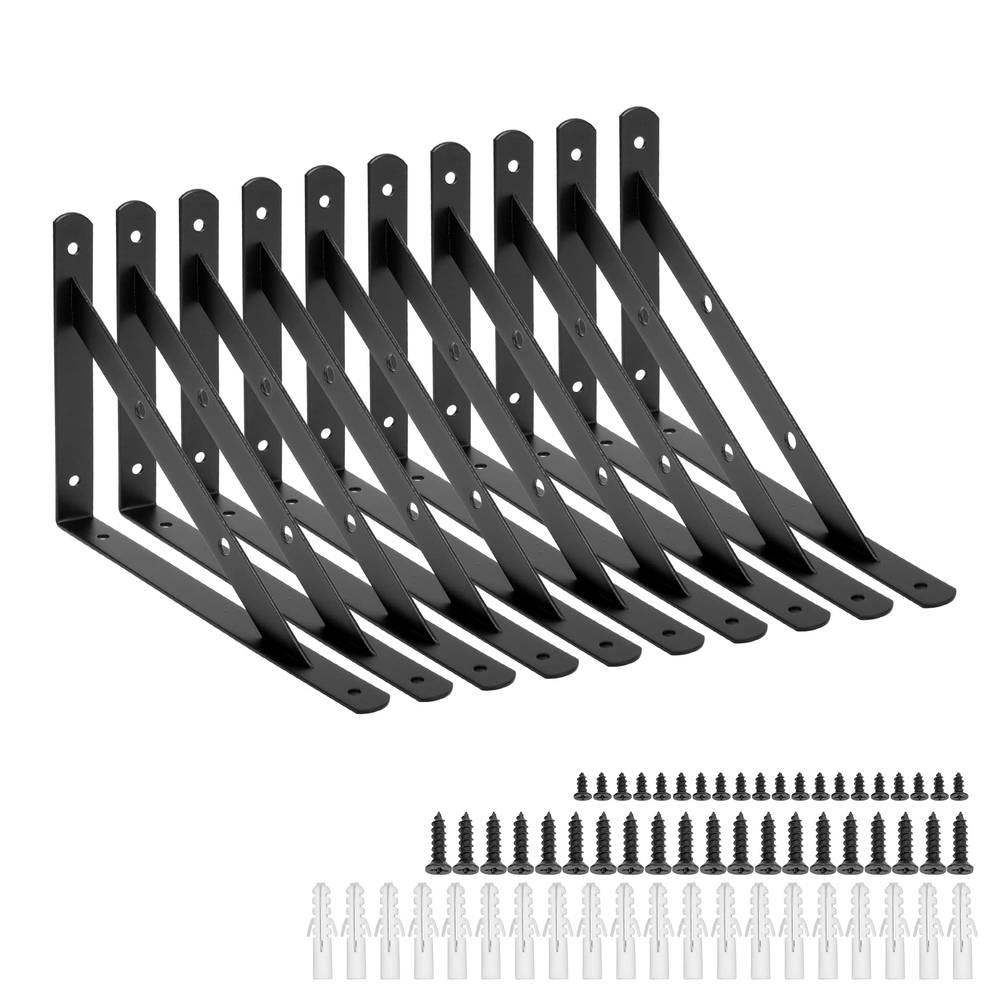 Buy ICOOL 10 Pack Heavy Duty Shelf Bracket, 12 Inch x 8 Inch DIY Wall