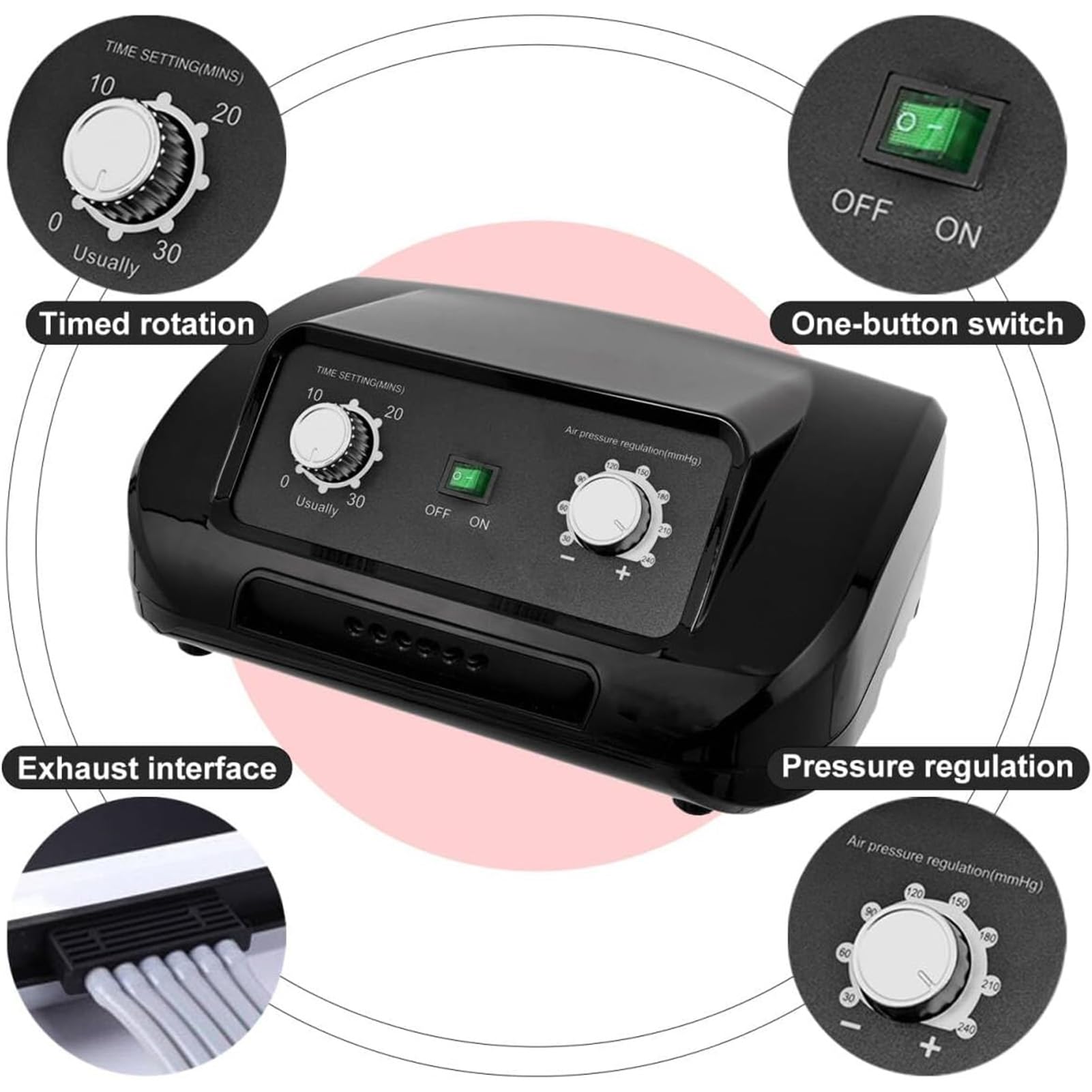 Botas Presoterapia y Masajeador Profesional, 6 Cámaras, Presión Ajustable 0-240 Mmhg, Tiempo 0-30 Minutos, Promueve Circulación, Ideal Personas Piernas Hinchadas, Uso Casa, Relajación Total