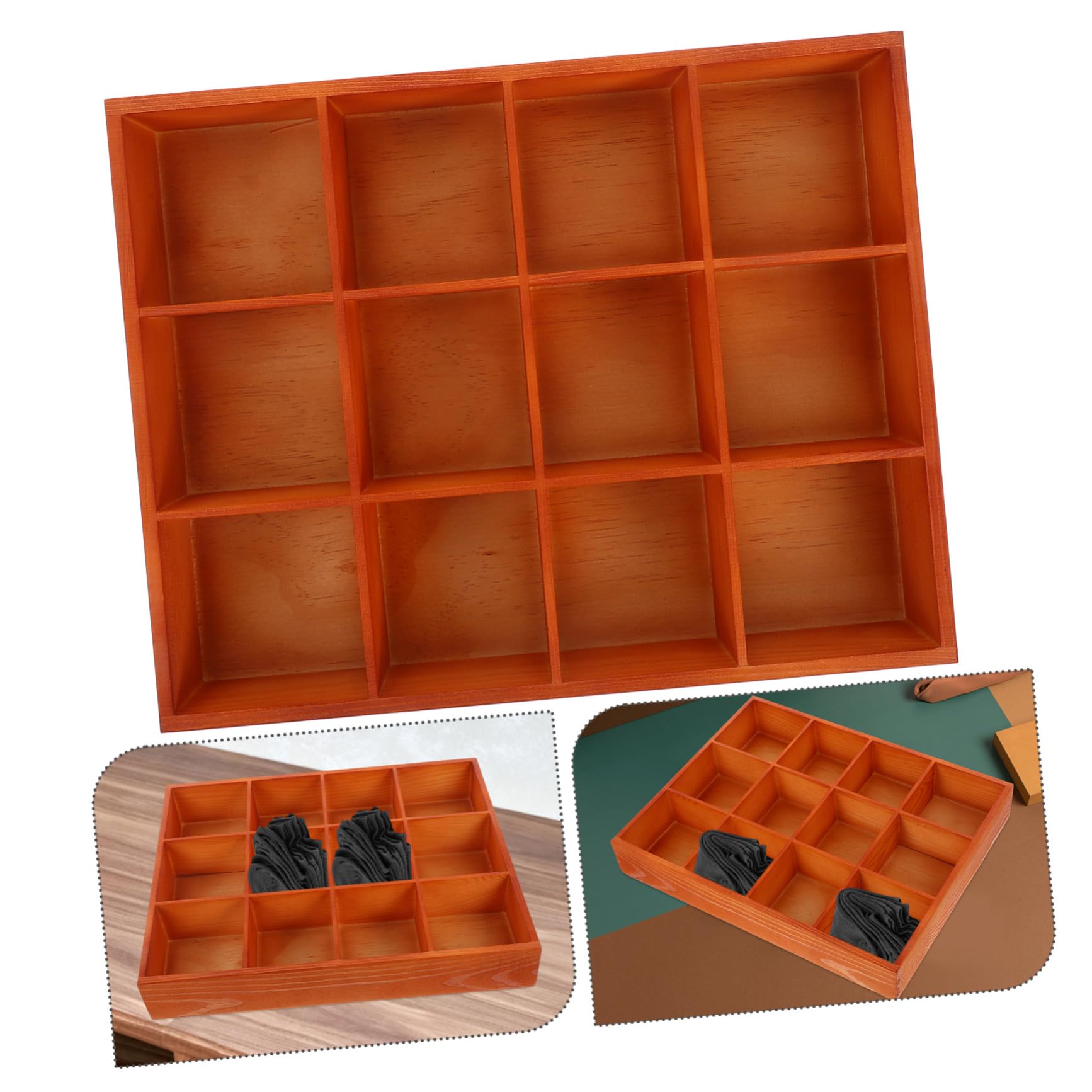 Schubladenteiler aus Holz 12 Fächer Organizer für Socken Unterwäsche Schlüssel Teebeutel Moderner Schubladen Organizer für Vielseitige Aufbewahrung