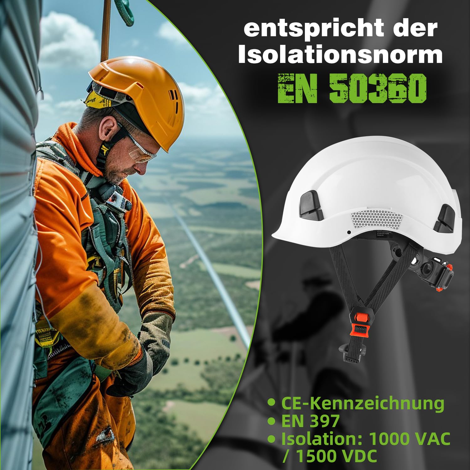 GREEN DEVIL EN50360 EN397 Casco protettivo leggero non ventilato per uomini e donne tipo 1 classe E