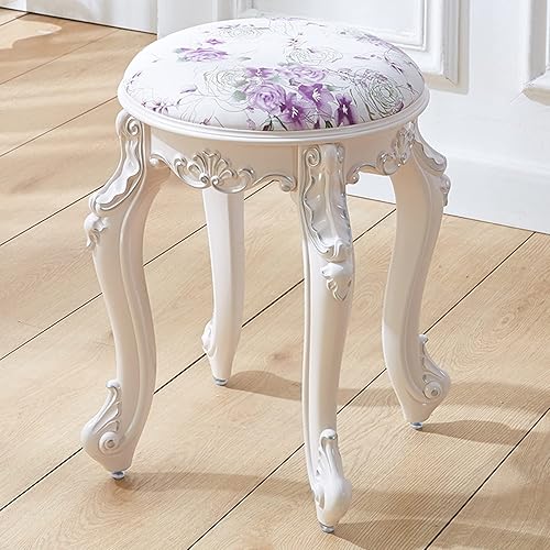 Taburete de tocador, taburete de maquillaje, banco acolchado, asiento de piano en dormitorio, baño, pata de acero de plástico ABS, 16.9 in (color