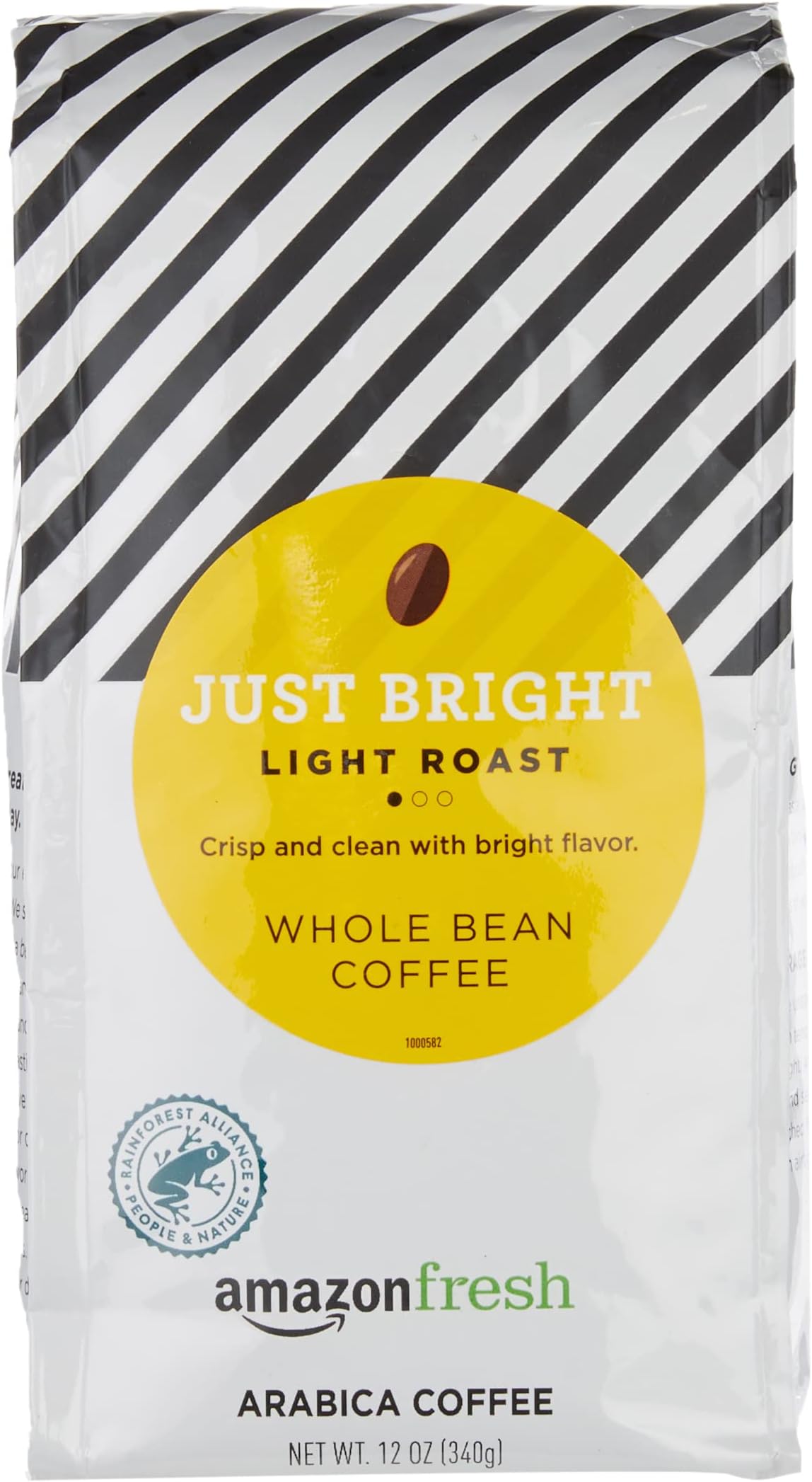 Amazon Fresh, Just Bright Whole Bean Coffee, Light Roast, 12 Oz