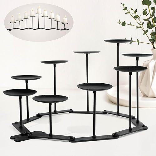 Candelabro de chimenea Candelabro 9 candelabros de hierro negro para velas de pilar