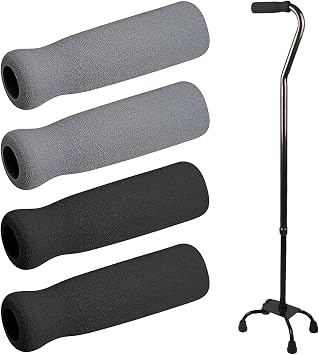 4 Pieces 4.35x1.3x1.3 Inches Replacement Offset Cane Grip Foam Handle Grips for Walking Bicycle Handlebars