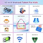 PRITOM 10 inch Kids Tablets, Android 15 Tablet with Lanyard 32GB, Five-Core, HD IPS Display, WiFi, Dual Camera, Toddler Tablet for Kids Age (Pink)