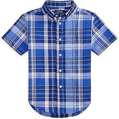 Polo Ralph Lauren Kids Plaid Cotton Poplin Short Sleeve Shirt (Toddler/Little Kid)