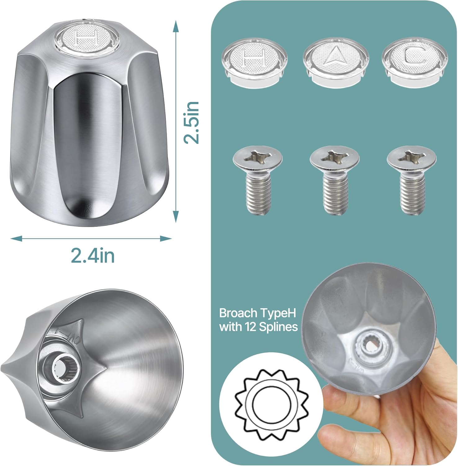 3 Pack Tub Knobs Replacement Set, Shower Handle Replacement for Price/Pfister Verve Tub and Shower Faucets, Includes Hot, Cold, Diverter Knobs and Screws for Easy Remodel