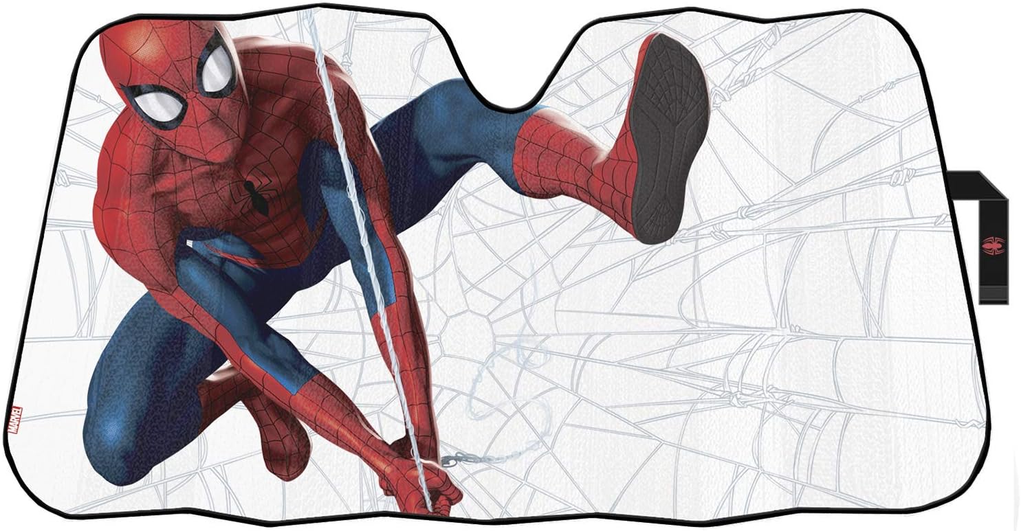 Plasticolor Spider-Man Swinging Across the Windshield Car Sunshade