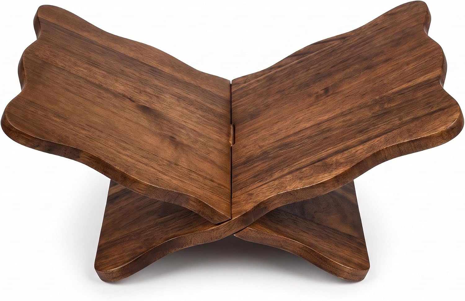 Acacia Wood Book Stand, Wavy Edge Open Book Display Stand for Coffee Table Books, Large Wooden Book Holder Easel for Cookbook, Magazine, Bible, Quran, Home Decor, 2 Piece Slot Together