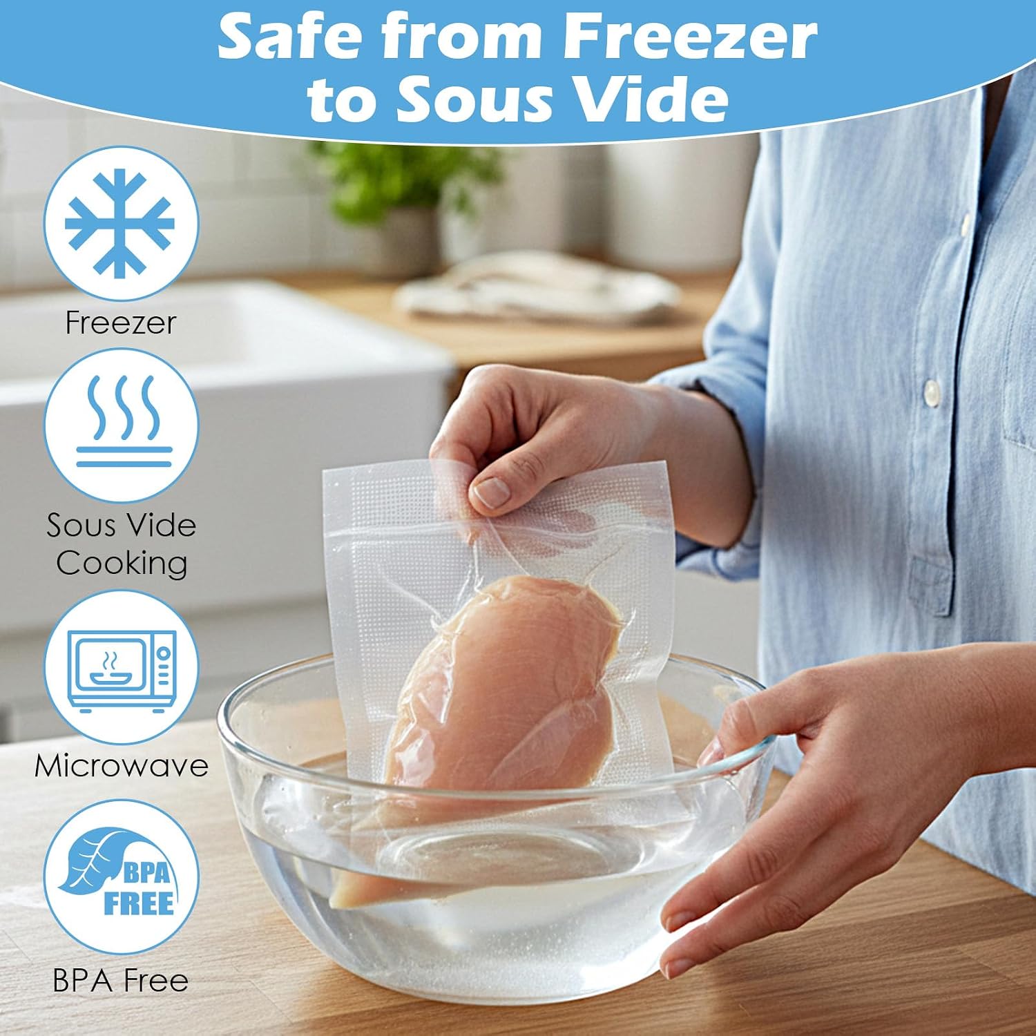 300 Pack Small Vacuum Seal Bags for Food Saver Pre Cut 4 x 6 Inch Food Sealer Bags BAP Free Heavy Duty for Freezer Sous Vide Meal Prep