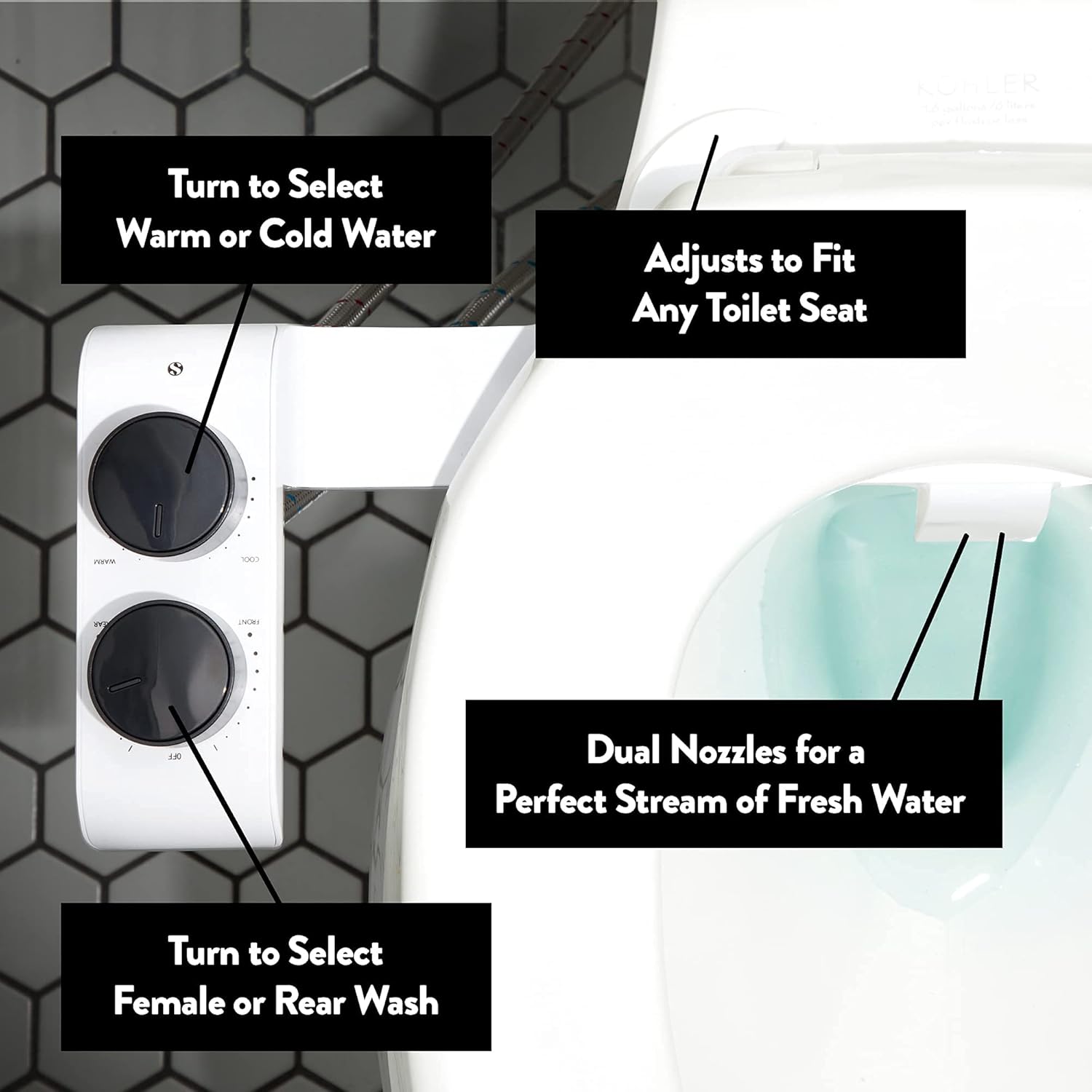 Bеѕt Prоmо Warm Water Bidet Attachment for Toilet With Temperature and Pressure Controls – Fast 15 Minute Install – Modern Design – Feminine Wash – Non Electric Bidet – Warm Water Bidet Toilet Sprayer (Black)