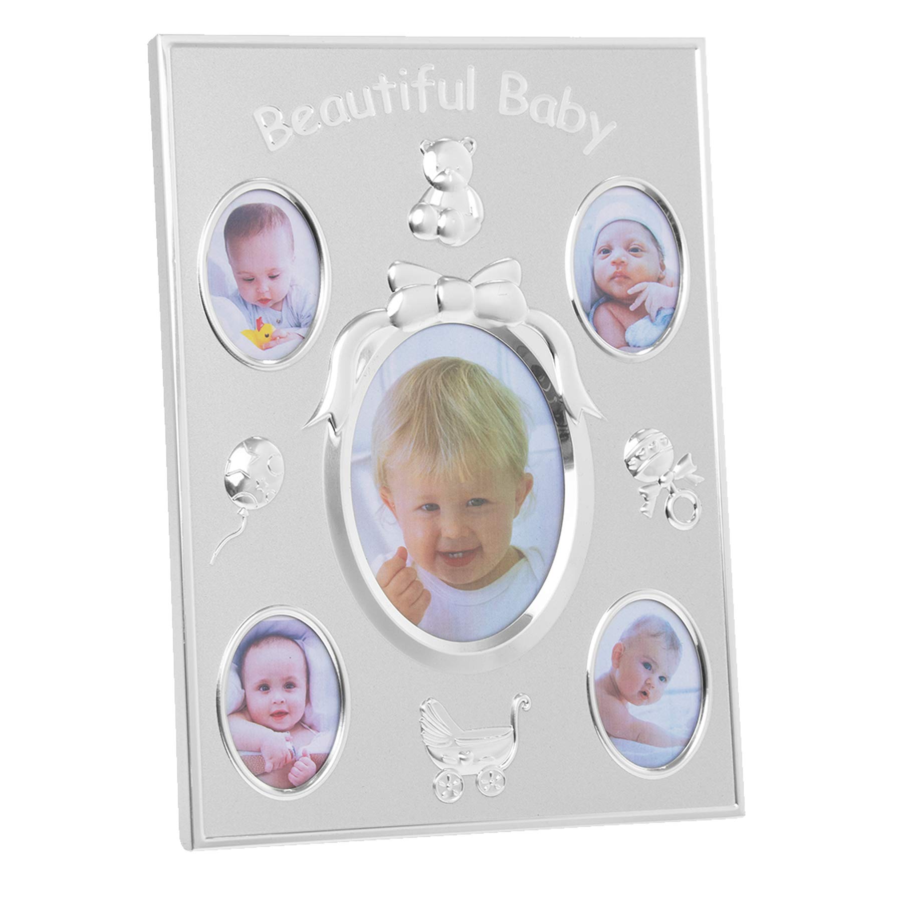 Silver Beautiful Baby Multi Photo Frame - Holds 5 Pictures - New Baby Gift