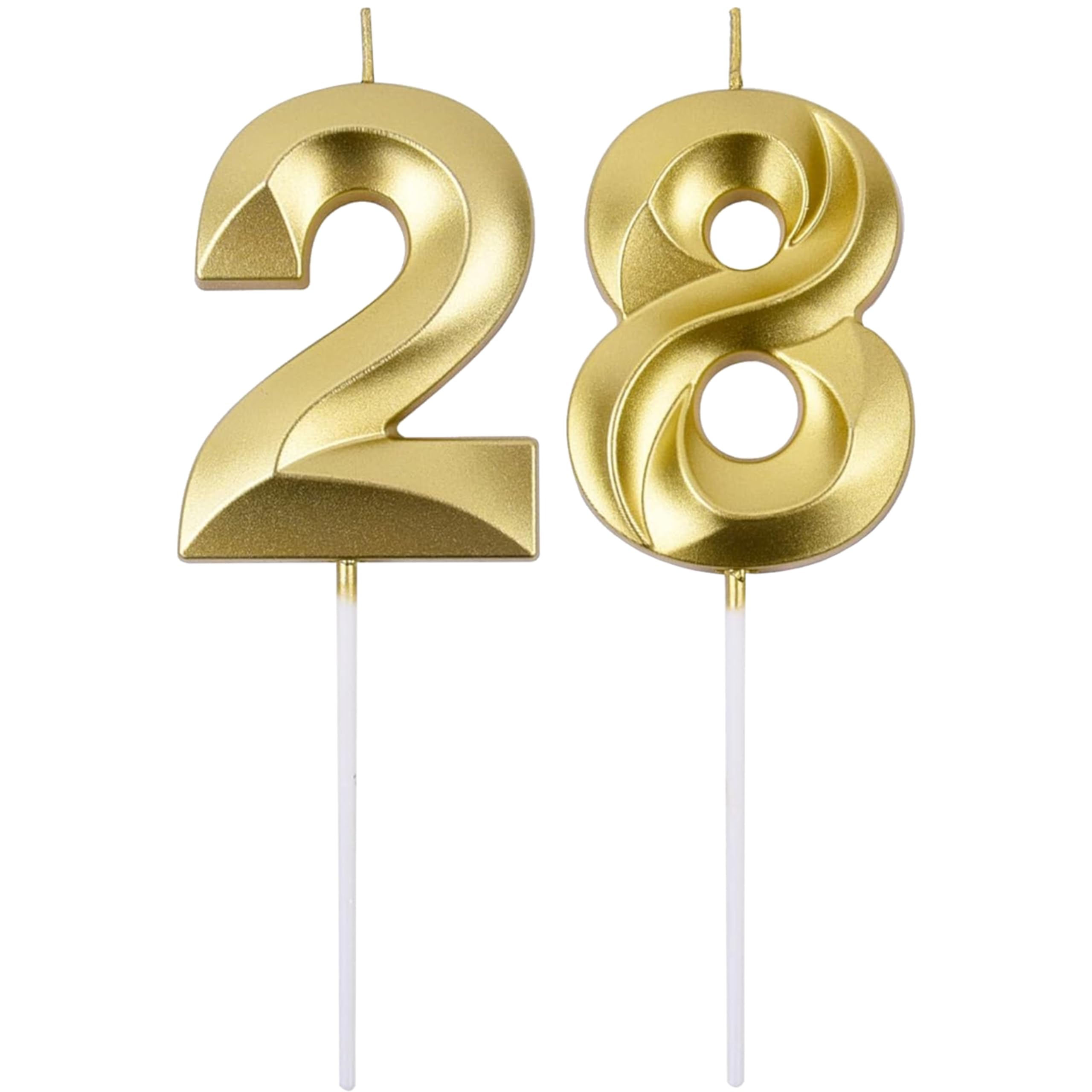 Gold Number 21 Birthday Candle Set - Elegant Cake Decoration -32