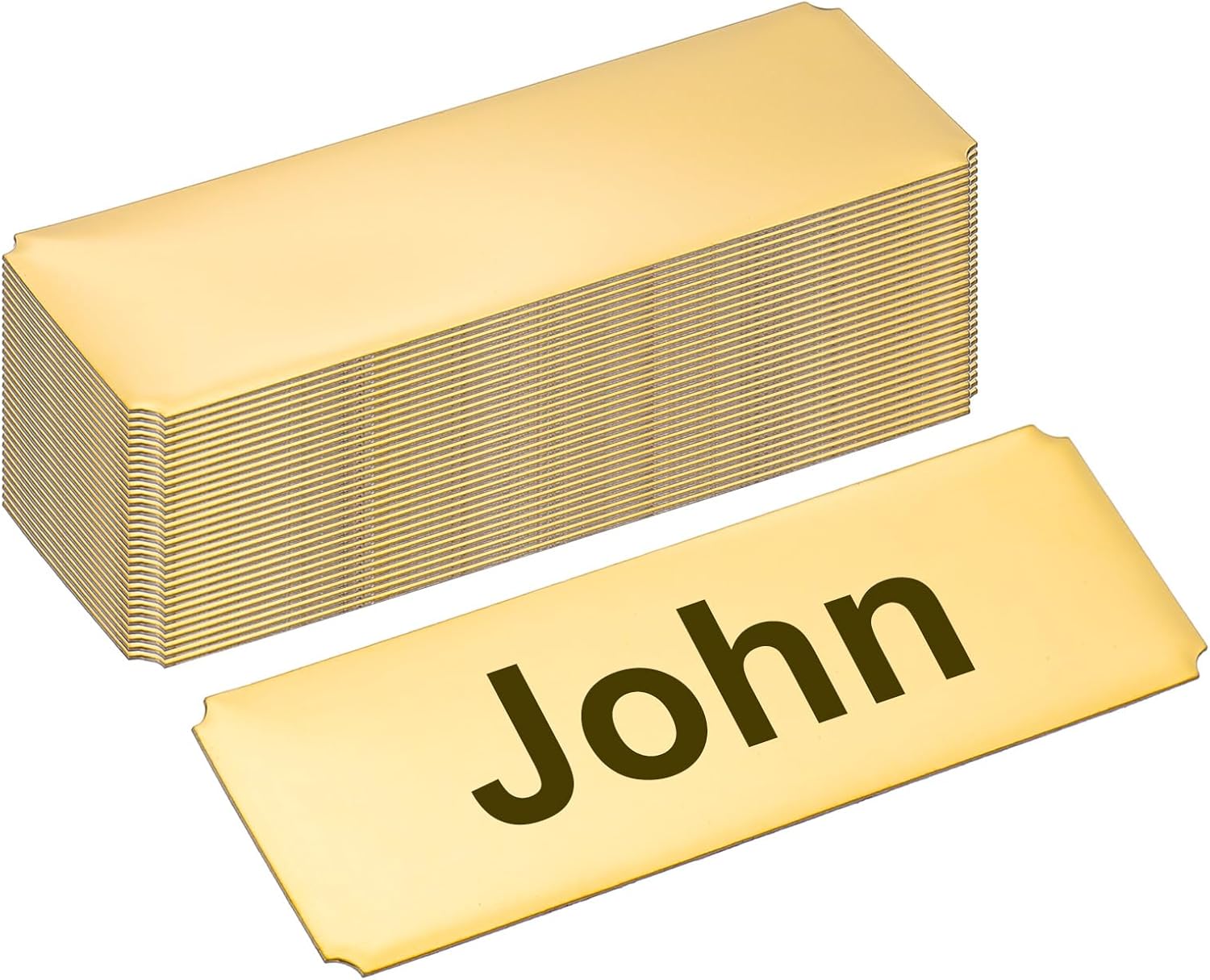 PATIKIL 6"x2.5" Stainless Steel Laser Engraved Mount Metal Name Plate, 30 Pack Self Adhesive Sign Personalized Custom Blank Plate for DIY Laser Printing, Notched Corner Gold