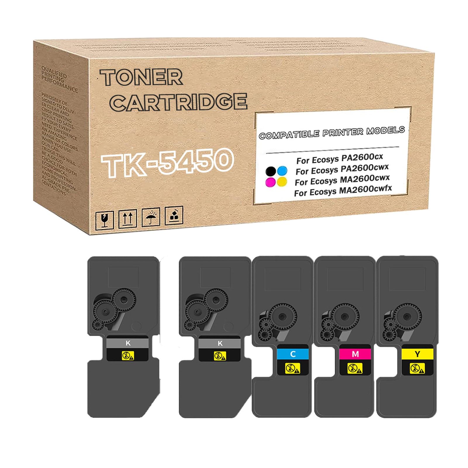 Lot De 5 Cartouches De Toner Compatibles TK-5450 (2BK, C, M, Y)