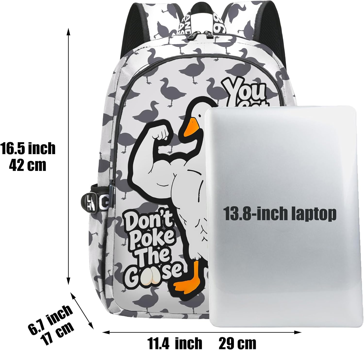 Goose School Backpack for Girls Boys Large Capacity Teens Bookbag image 2