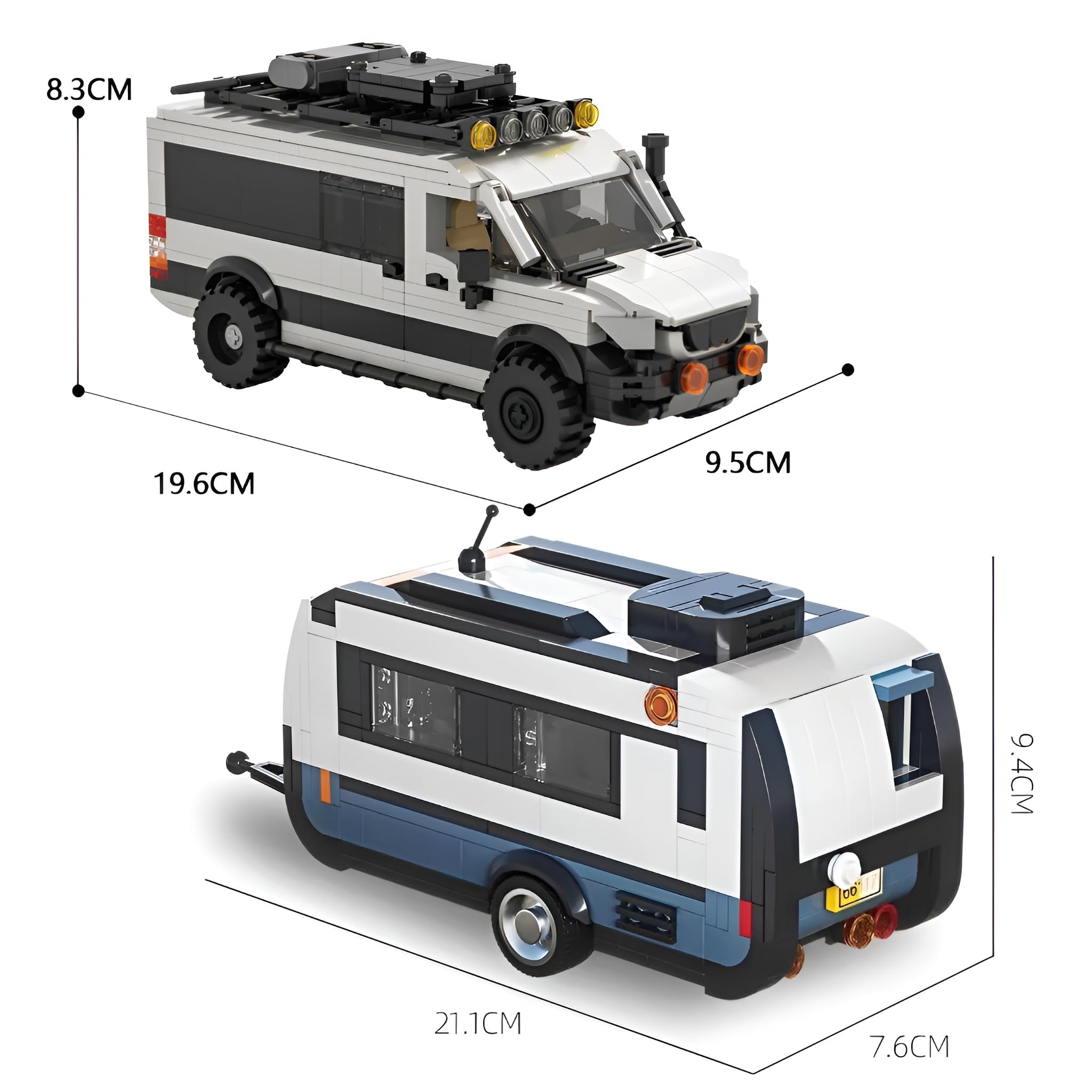 Juego de construcción 2 en 1 de coche deportivo y caravana, bloques de construcción de remolque, modelo de vehículo de camping para adultos, coches de carreras urbanos, bloques de sujeción
