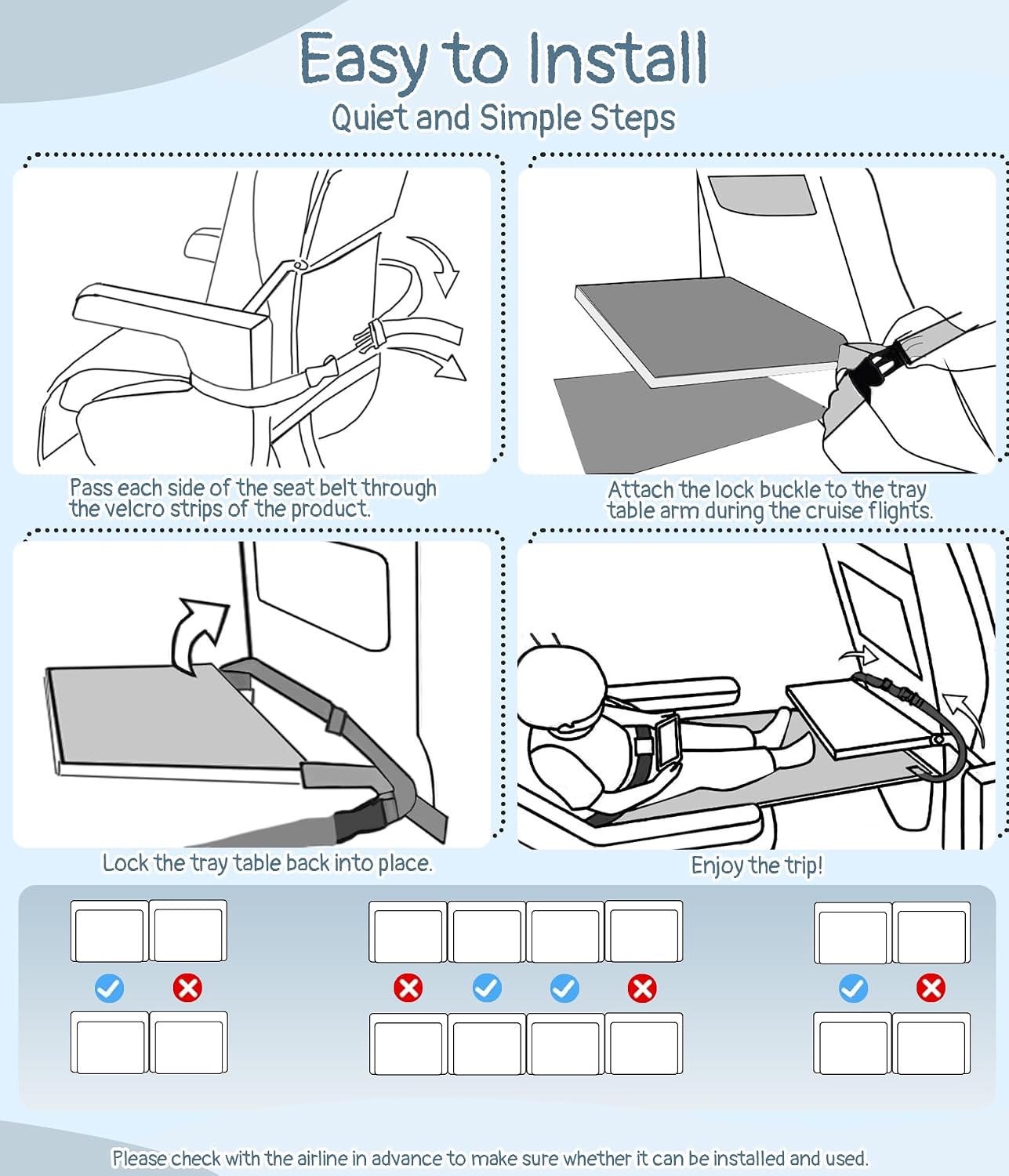 Toddler Airplane Bed, Airplane Seat Extender Travel Bed for Kids, Baby Travel Essentials for Flying, Portable Plane Footrest for Kids, Toddler Must Haves for Flights Grey